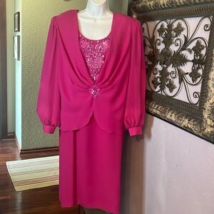 Elegant Fuchsia Two-Piece Wedding Dress with Beaded Bodice